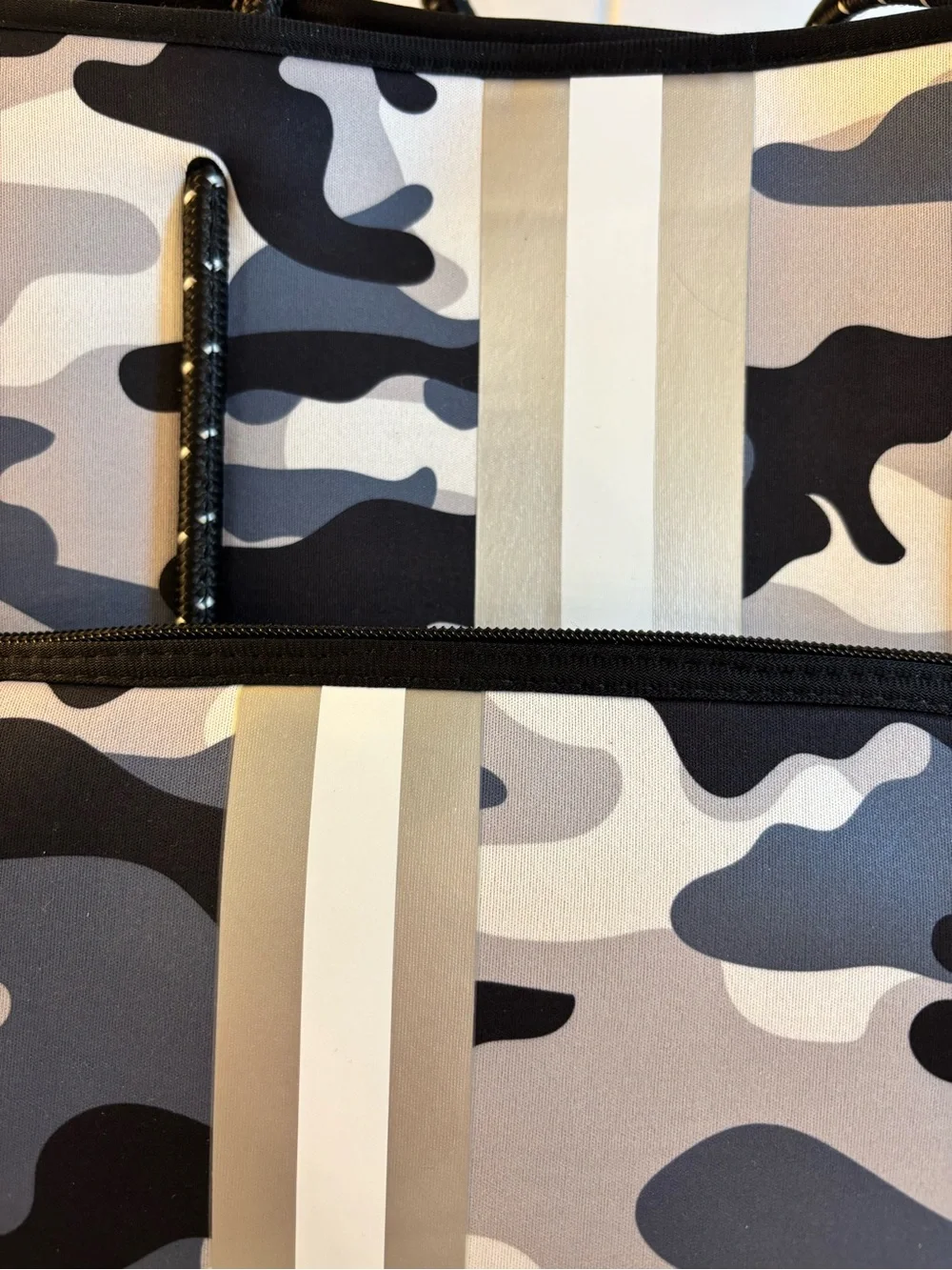 Ahdorned Gray Black CamoNeoprene Tote & Crossbody w Removable Strap -